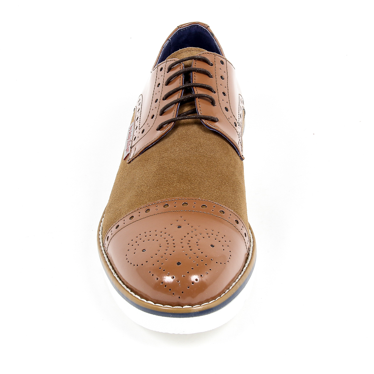 Andrew Charles Mens Brogue Oxford Shoe 911 ABRASIVATO CAMOSCIO COGNAC