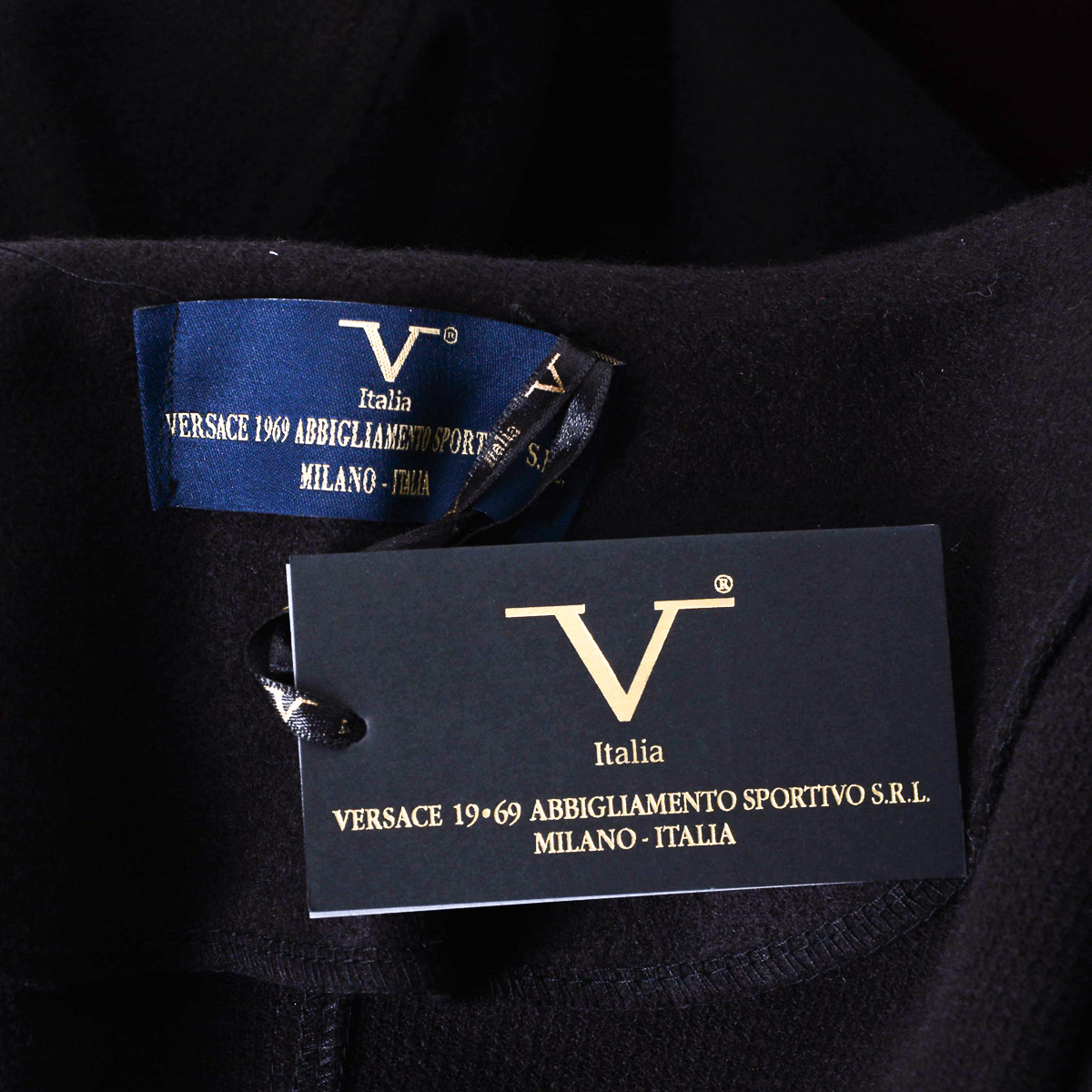 V 1969 Italia Cappotto da donna maniche lunghe nero STOCCOLMA