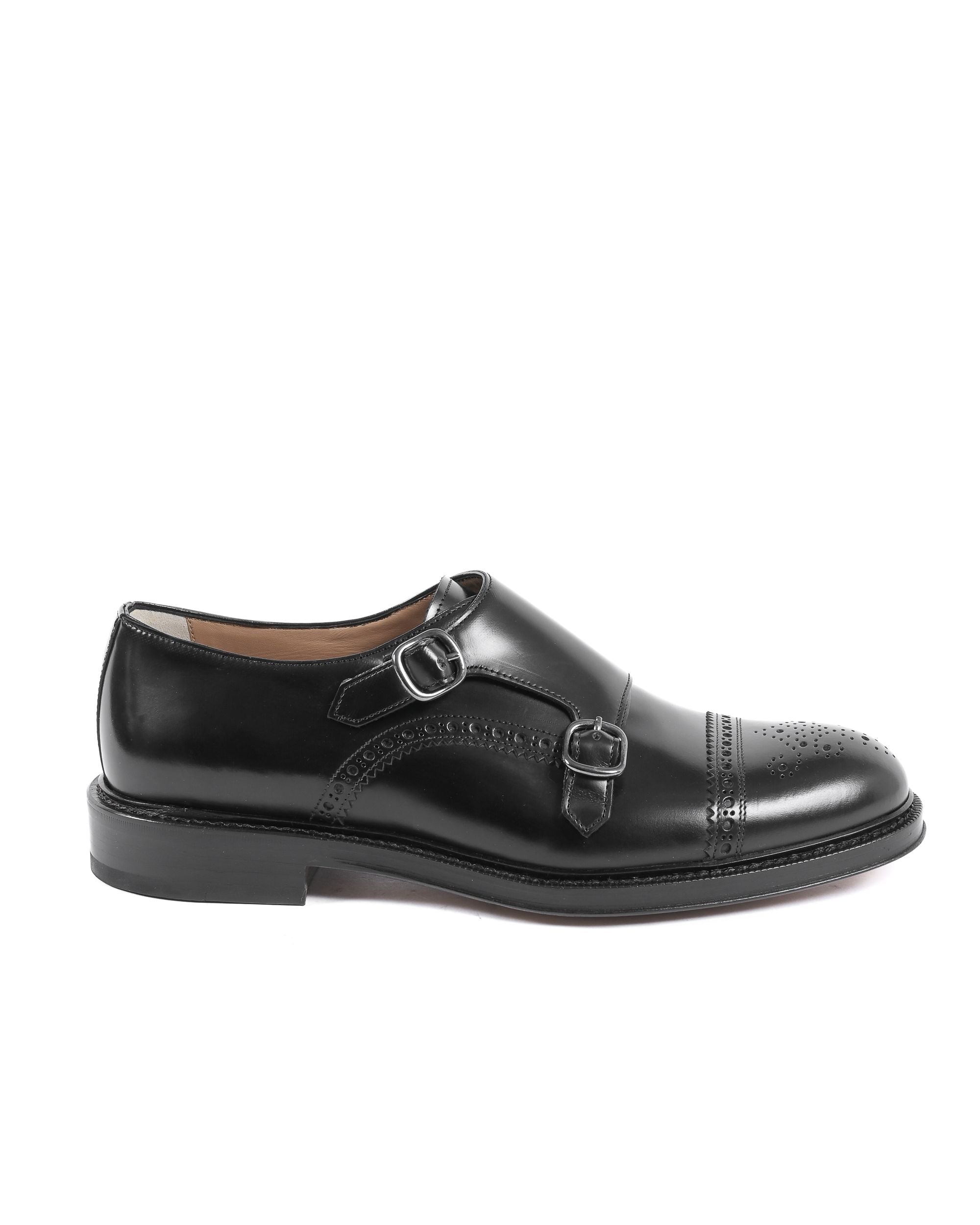Dee Ocleppo Mens Monk Strap Shoes F3745 ABRASIVATO NERO