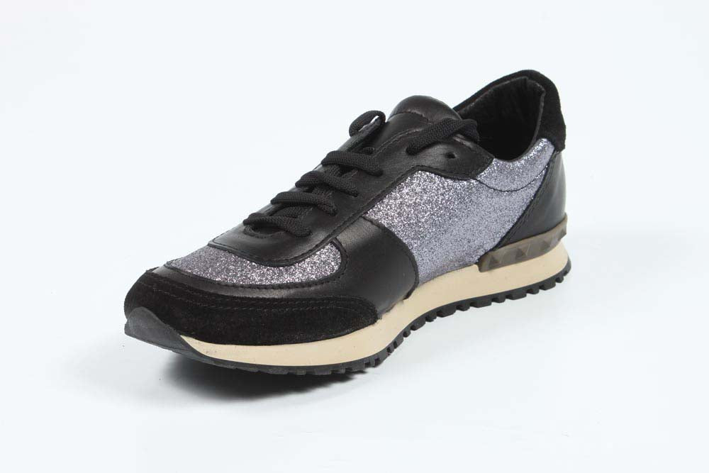 Sneaker da donna V 1969 Italia 602 GLITTER CANNA FUCILE VITELLO NERO