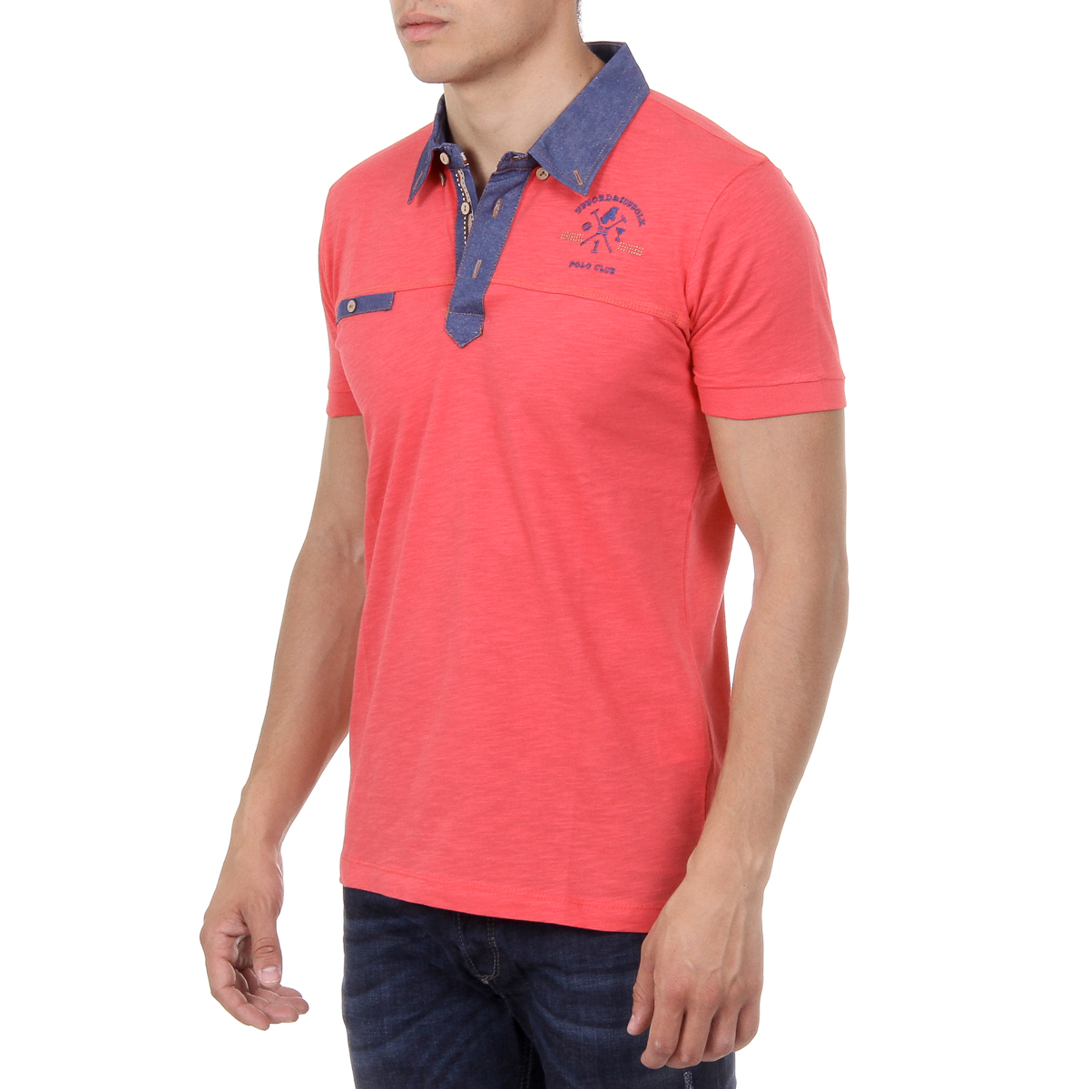 Polo da uomo a maniche corte Ufford & Suffolk Polo Club US007B POMEGRANATE
