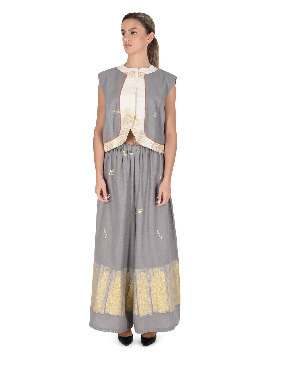 Pantaloni da donna Mykonos ANAVYSSOS GRIGIO SPAZZOLATO 802