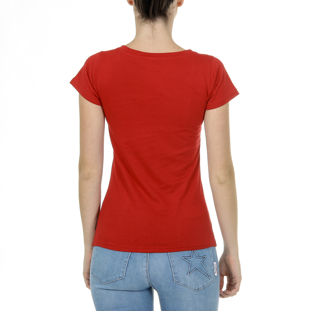 Andrew Charles T-shirt da donna a maniche corte con scollo a V, rossa TAPIWA