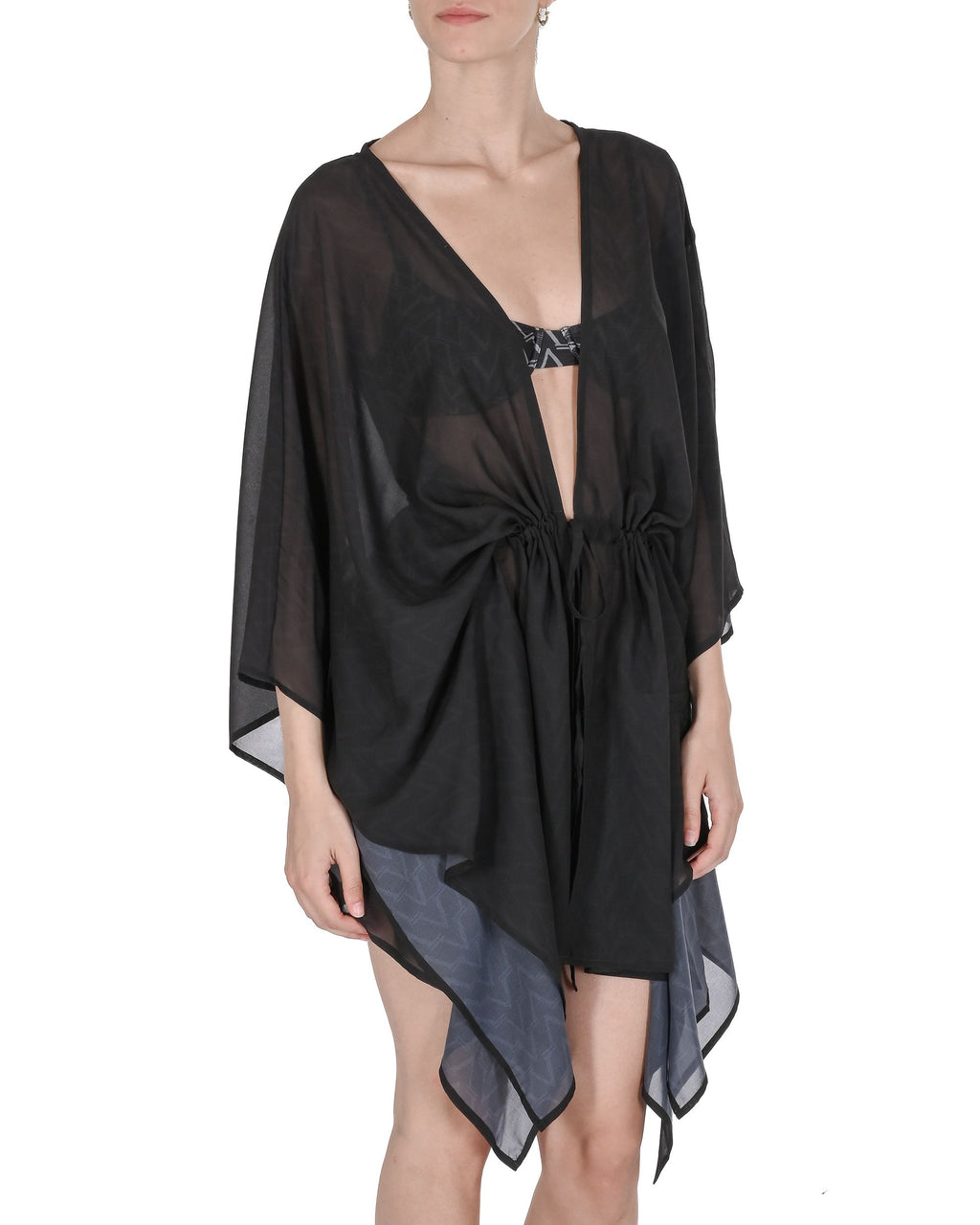 19V69 Italia Costume da bagno da donna in chiffon Caftano VSC1WCU03 NERO