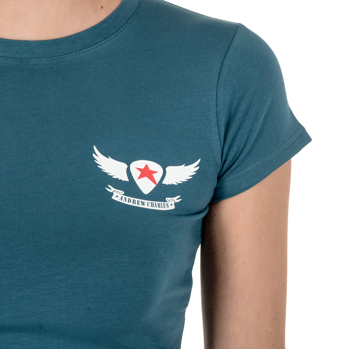 Andrew Charles T-shirt da donna a maniche corte con scollo rotondo verde TARANA