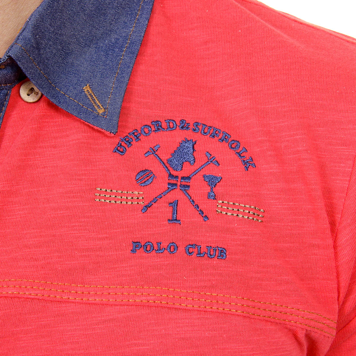 Polo da uomo a maniche corte Ufford & Suffolk Polo Club US007B POMEGRANATE