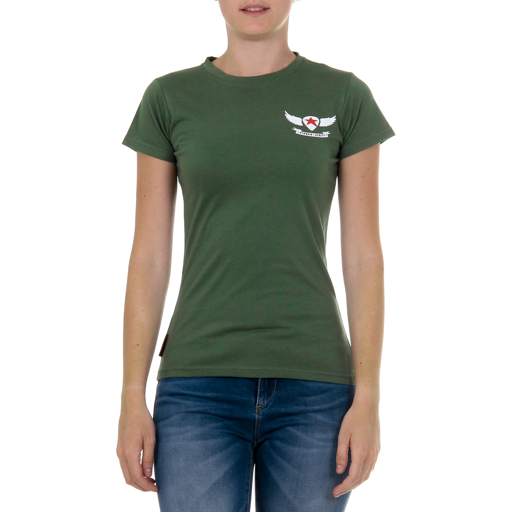 Andrew Charles T-shirt da donna a maniche corte con scollo rotondo verde TARANA
