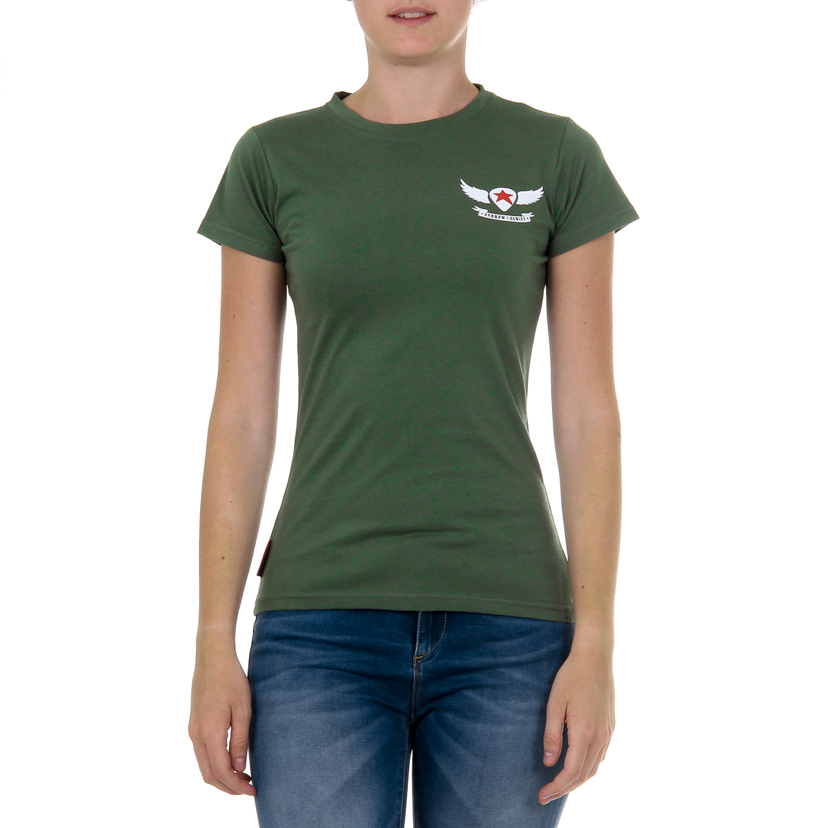 Andrew Charles T-shirt da donna a maniche corte con scollo rotondo verde TARANA