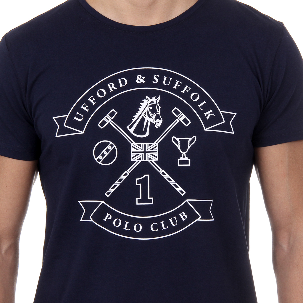 T-shirt da uomo Ufford & Suffolk Polo Club a maniche corte con scollo tondo US027 BLU NAVY