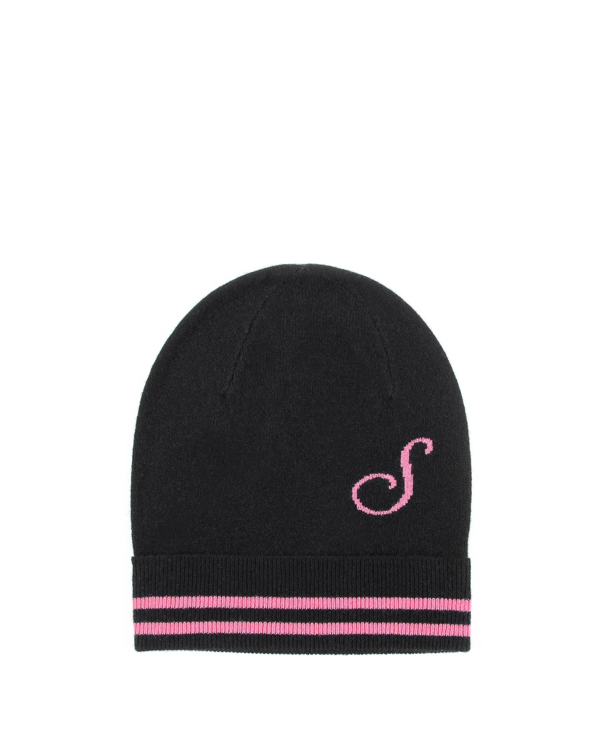 Berretto monogrammato in cashmere - Nero