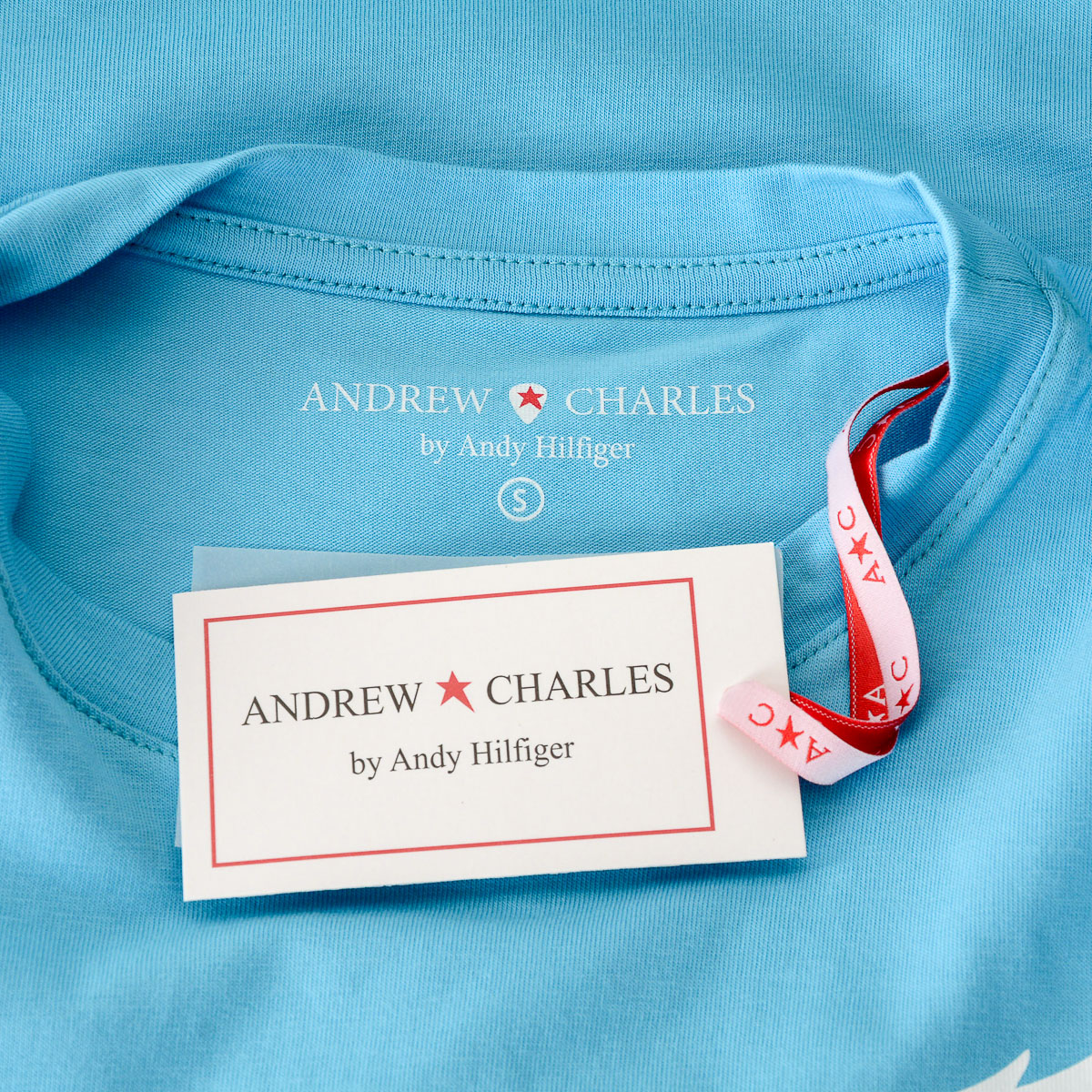 Andrew Charles T-shirt da donna a maniche corte con scollo tondo, blu chiaro TARANA