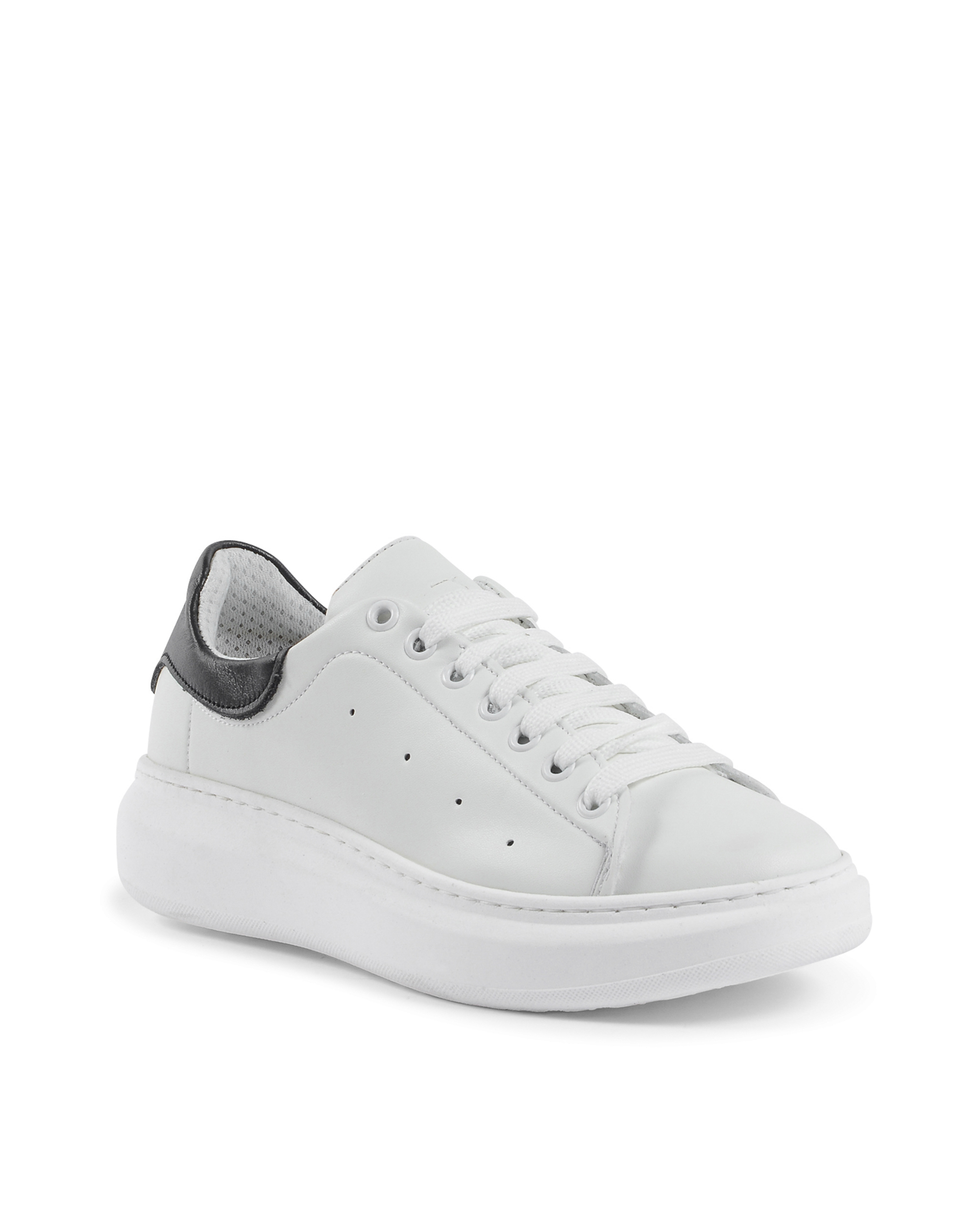 Sneaker Donna 19V69 Italia Bianco Nero 719 PELLE BIANCO PELLE NERO