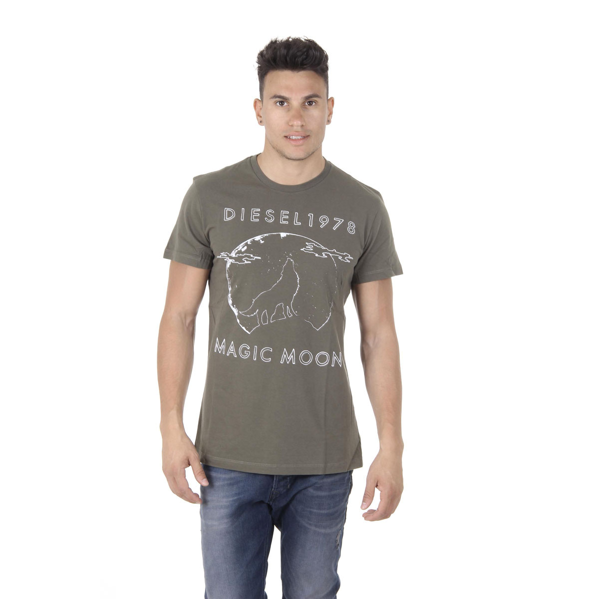 Diesel T-shirt da uomo a maniche corte con scollo rotondo 00SC4C R091B 51F T-HITA SINGLE JERSEY-RAGS