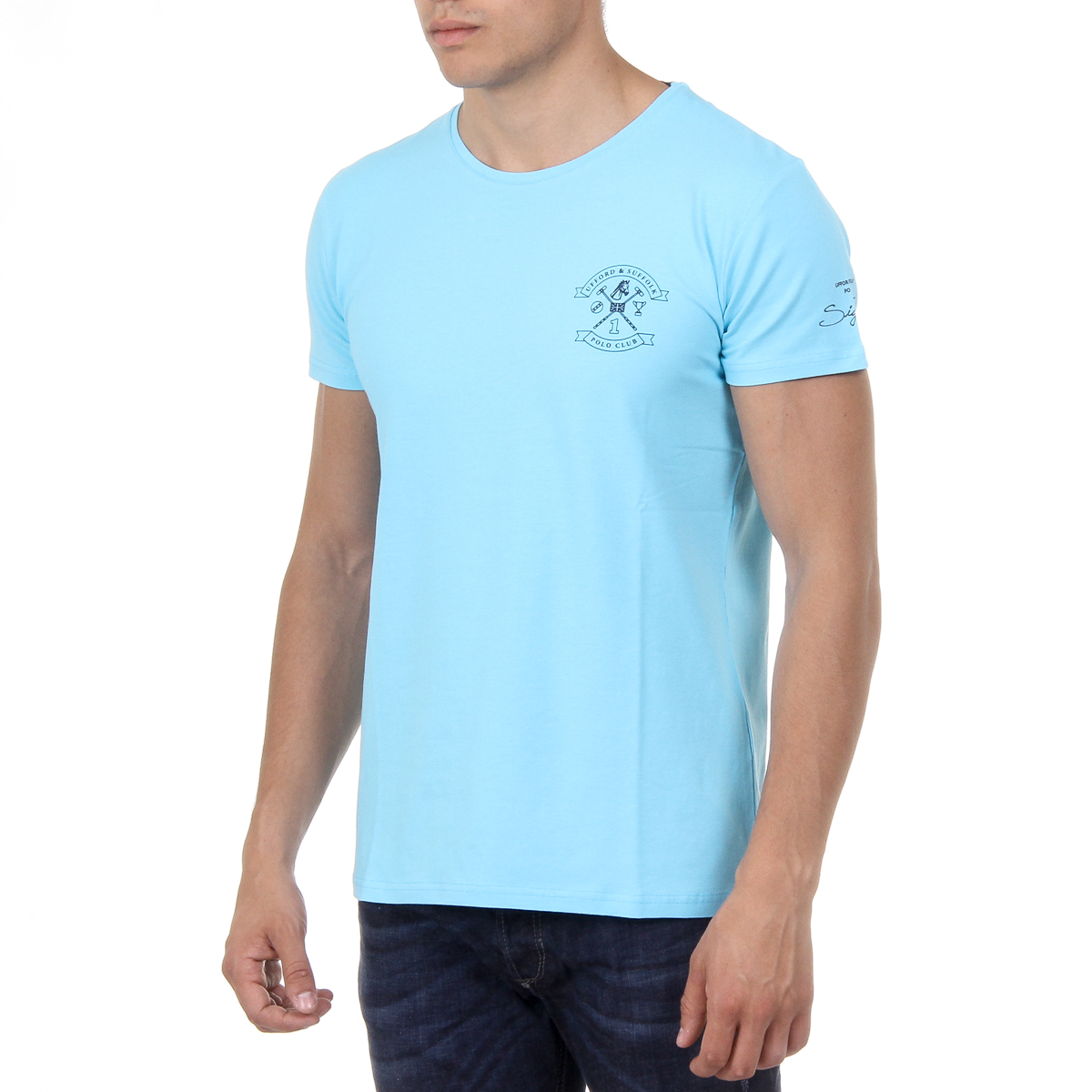 T-shirt da uomo Ufford & Suffolk Polo Club a maniche corte con scollo rotondo US028 BLU