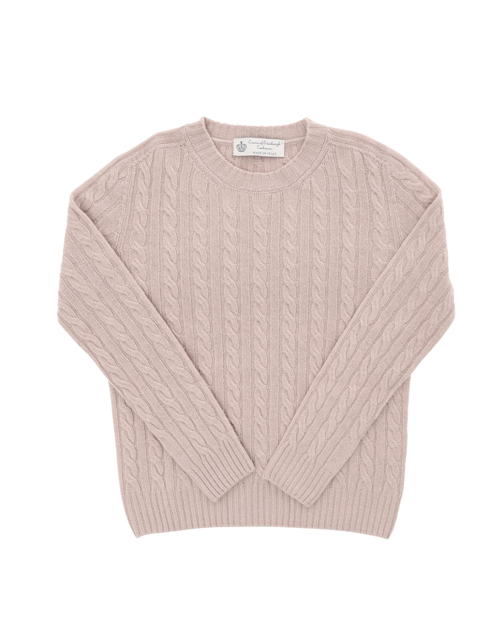 Maglione girocollo da donna in cashmere Crown of Edinburgh COE 0033 ROSA