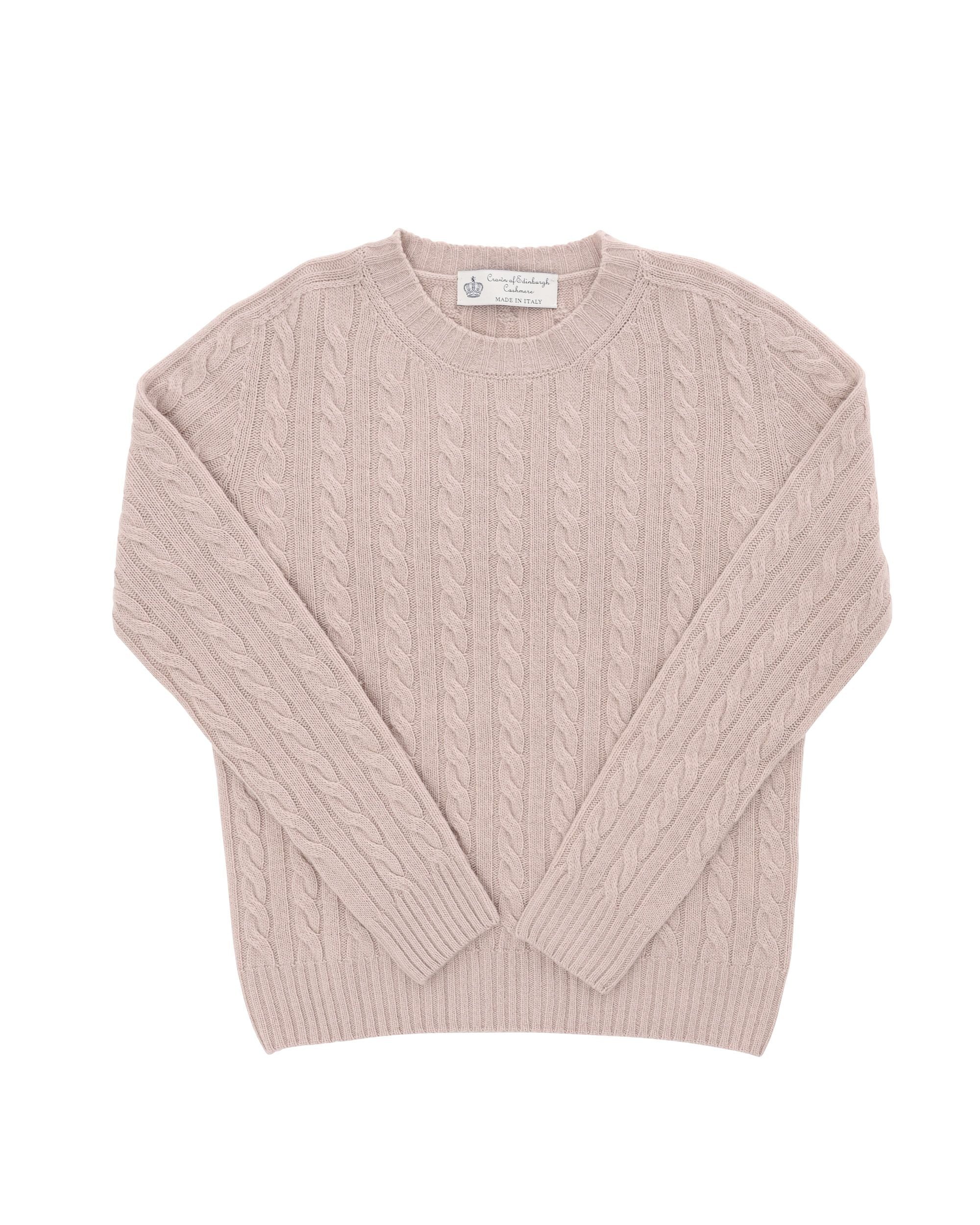 Maglione girocollo da donna in cashmere Crown of Edinburgh COE 0033 ROSA