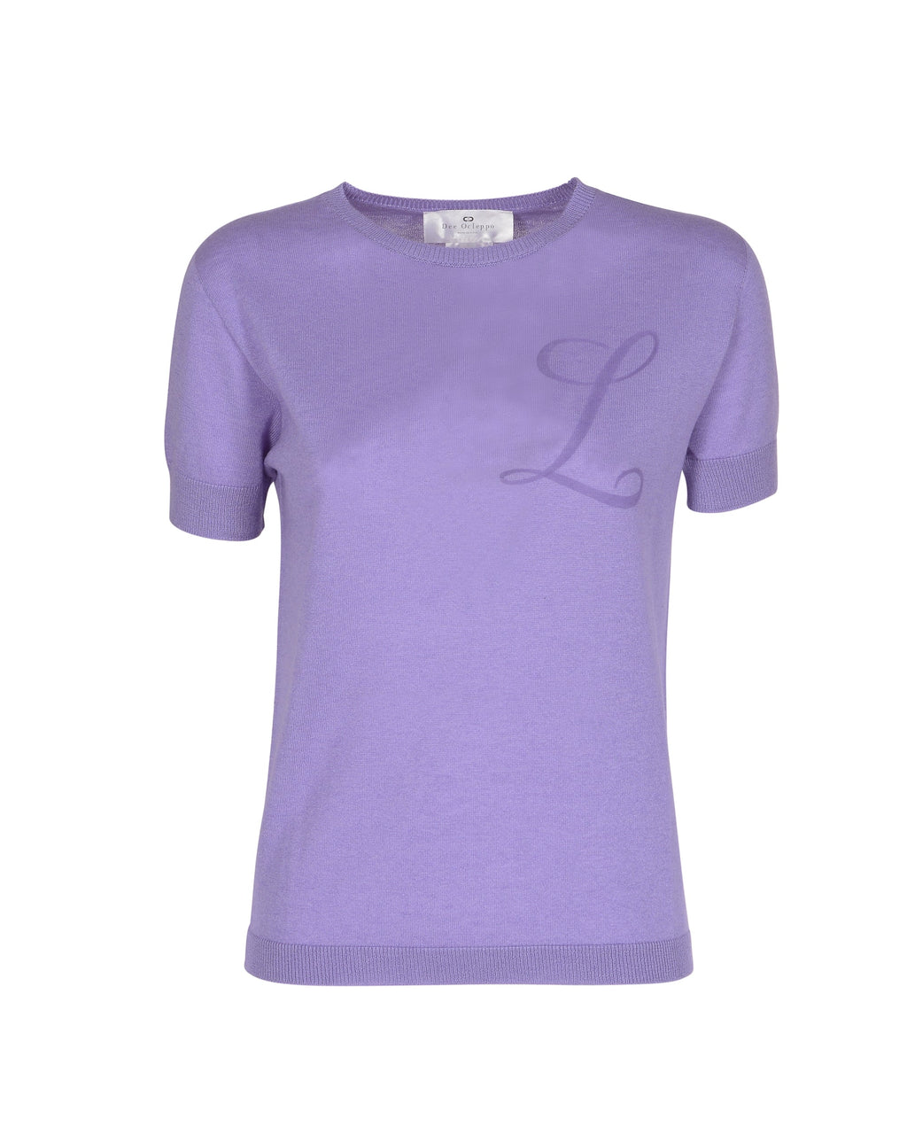 Maglia girocollo estiva in cashmere - Manica corta - Lilla