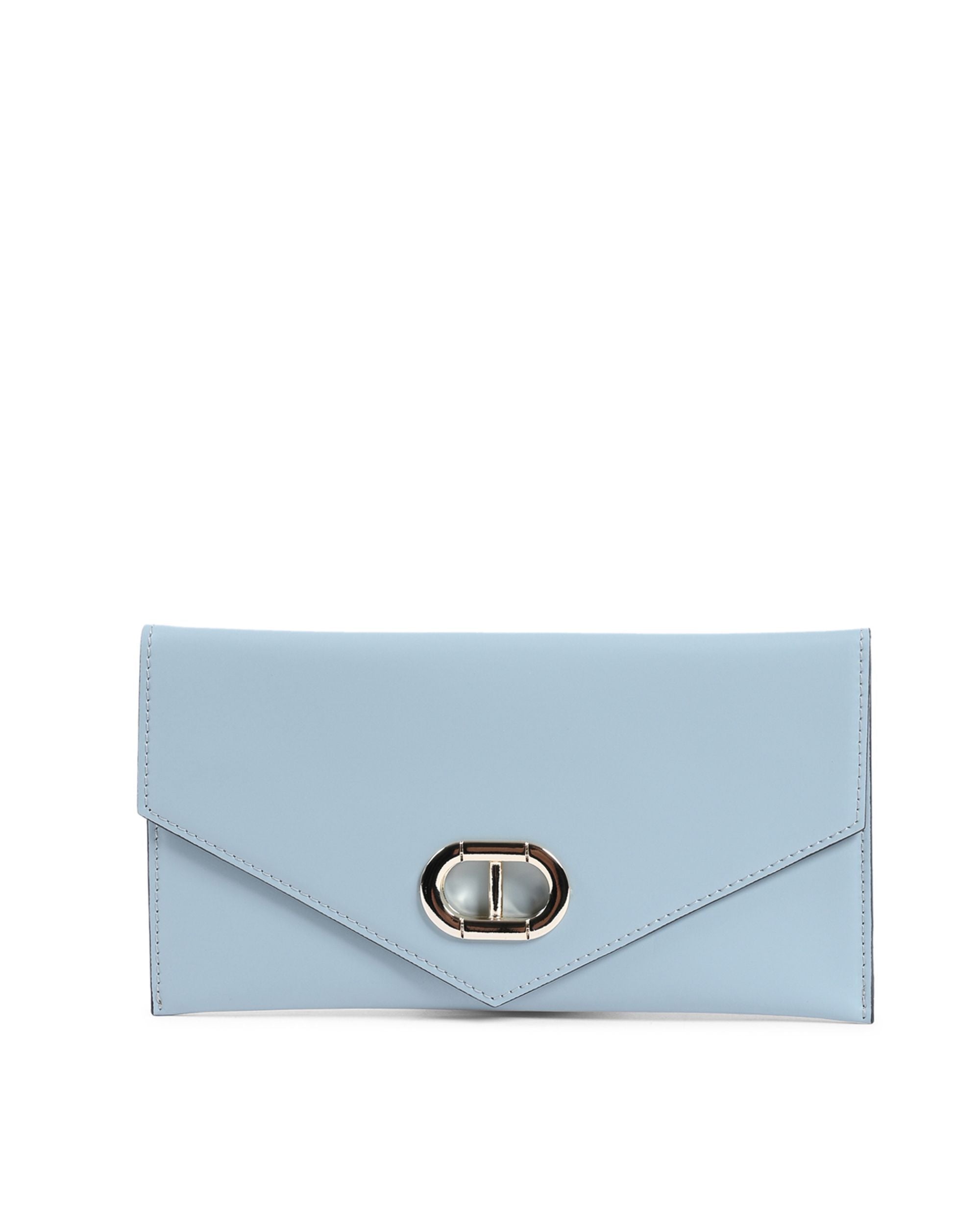 Pochette in pelle a busta - Azzurro