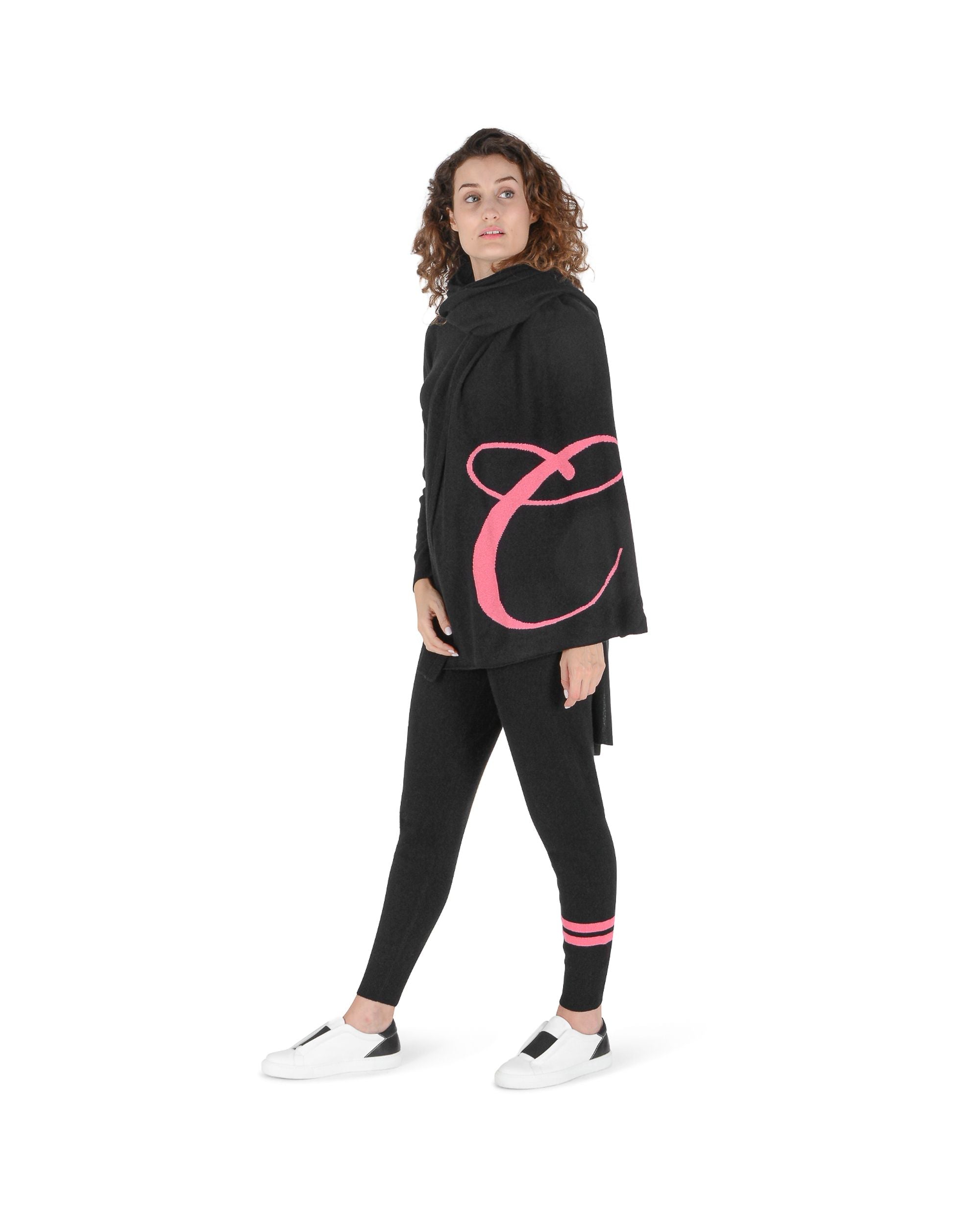 Sciarpa monogrammata Dee Ocleppo DEAN VILLAGE BLACK C