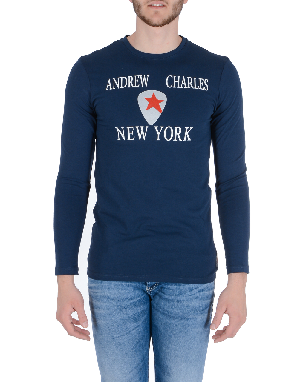 Andrew Charles Maglietta da uomo LS SELMA NAVY S14