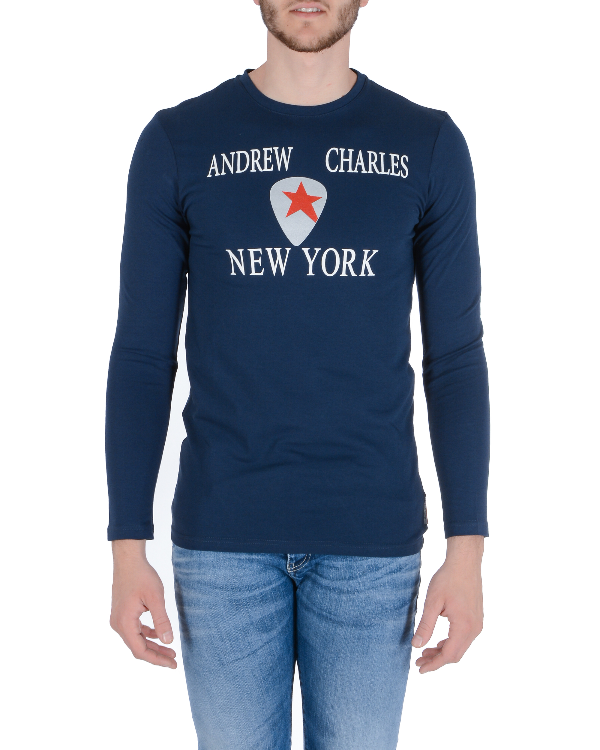 Andrew Charles Maglietta da uomo LS SELMA NAVY S14