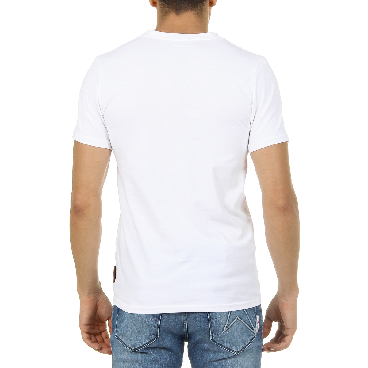 Andrew Charles T-shirt da uomo a maniche corte con scollo a V bianca KENAN