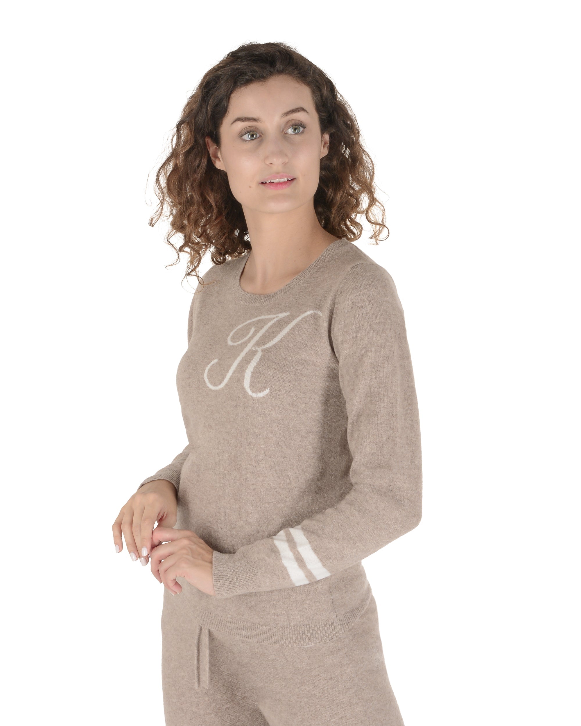 Maglione girocollo in cashmere - Cammello