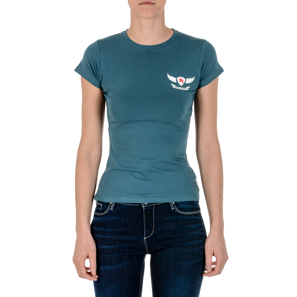 Andrew Charles T-shirt da donna a maniche corte con scollo rotondo verde TARANA