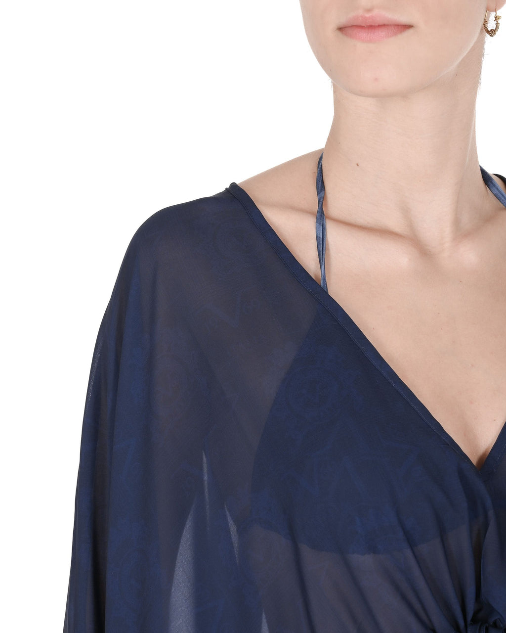 19V69 Italia Costume da bagno da donna in chiffon Caftano VSC1WCU03 NAVY