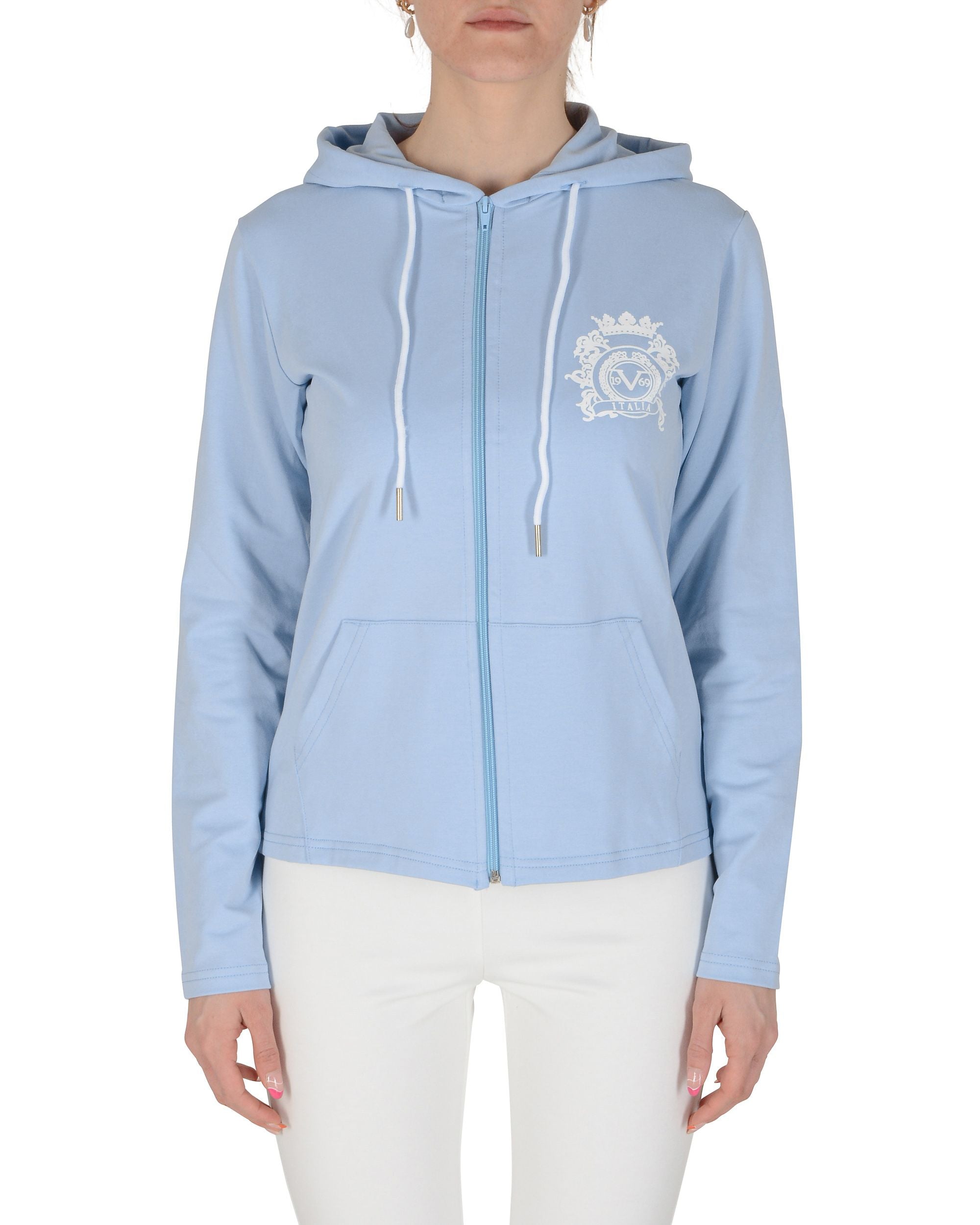 19V69 Italia Felpa con cappuccio da donna azzurro ELEANA HOODIE AZZURRO