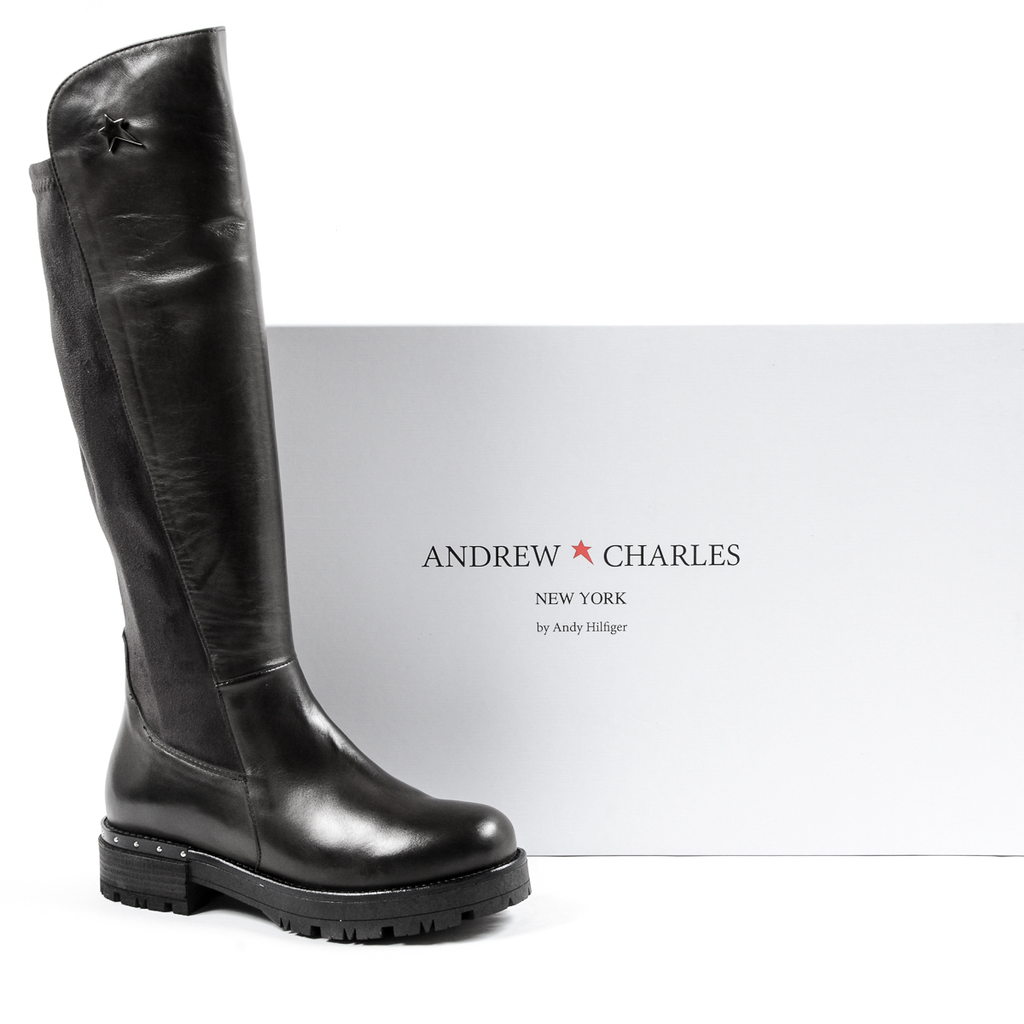 Andrew Charles Stivali alti da donna grigi PAT