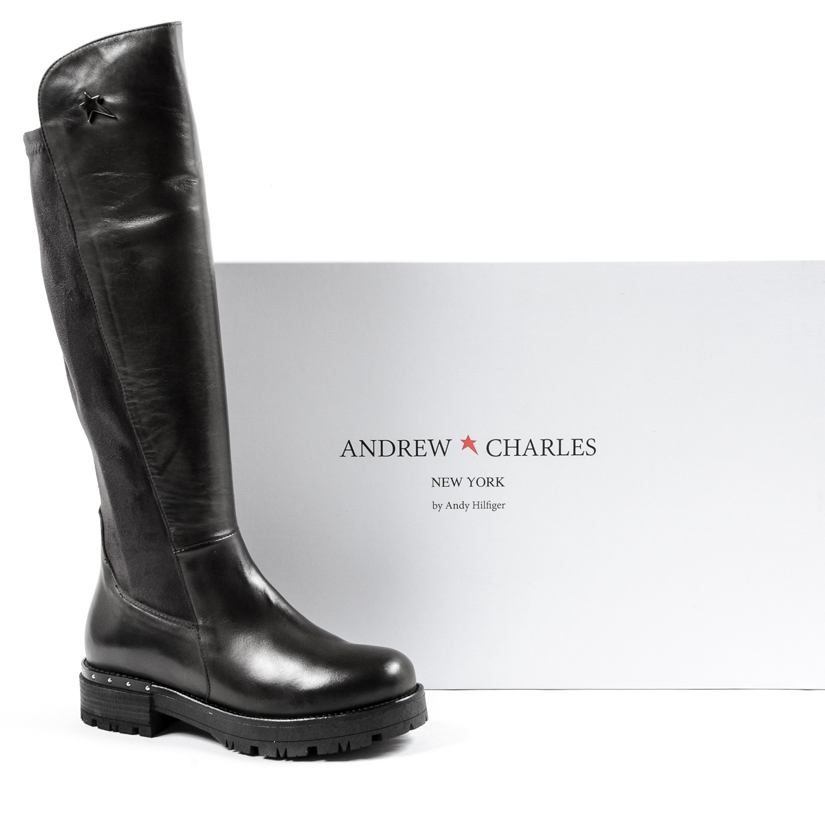 Andrew Charles Stivali alti da donna grigi PAT