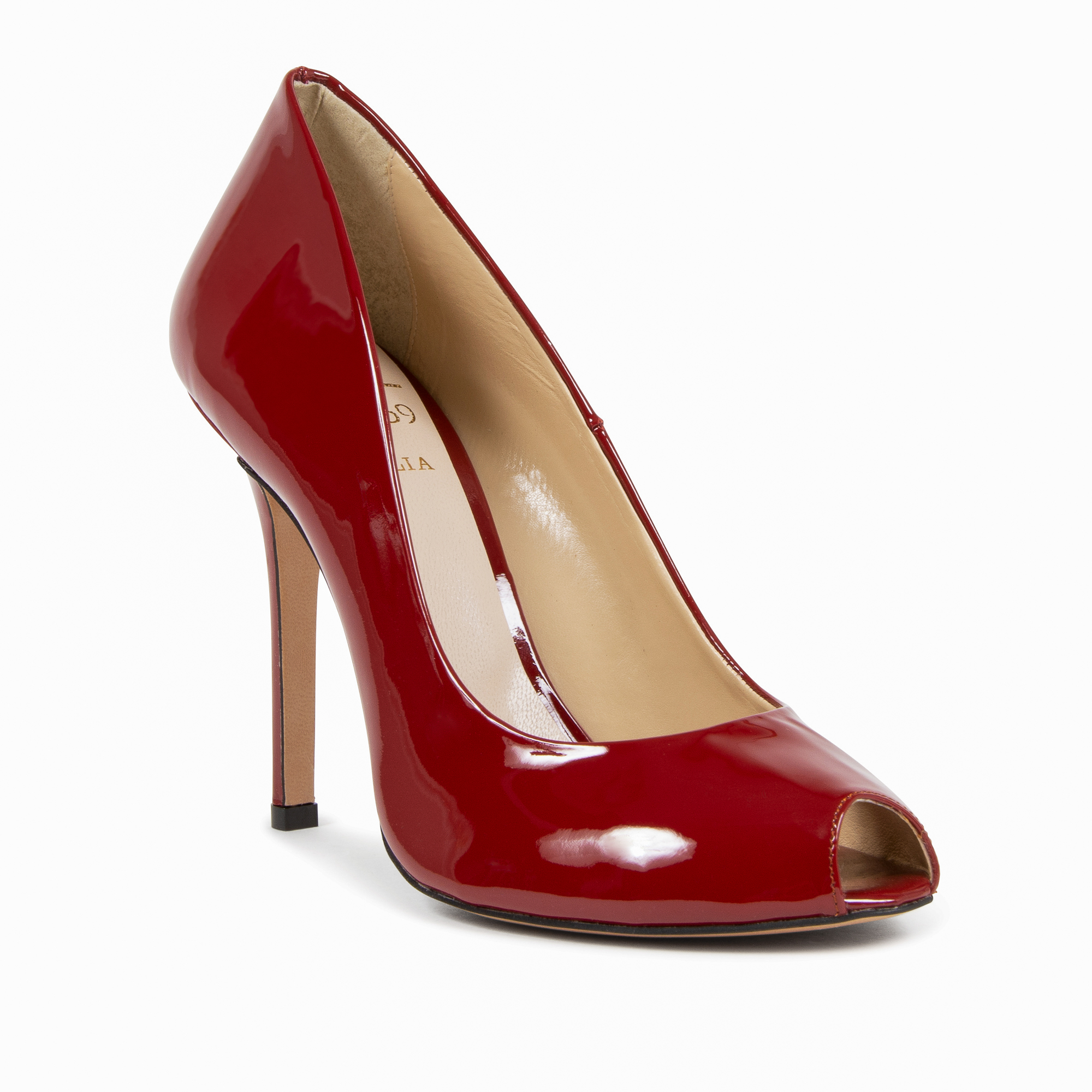 Décolleté Donna V1969 Italia Punta Aperta Rosso Scuro 303 VERNICE AMARANTO