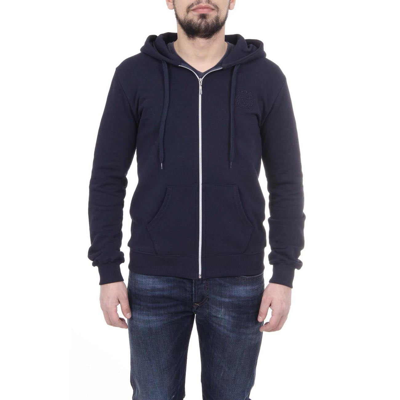 Felpa con cappuccio da uomo V 1969 Italia con cerniera ART. 4468 BLU SCURO