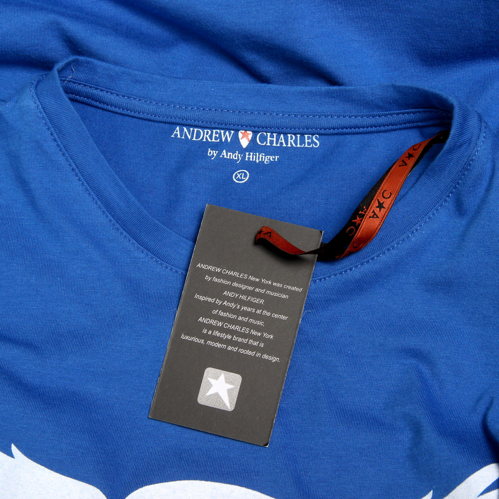 Andrew Charles T-shirt da uomo a maniche corte con scollo rotondo blu KEITA