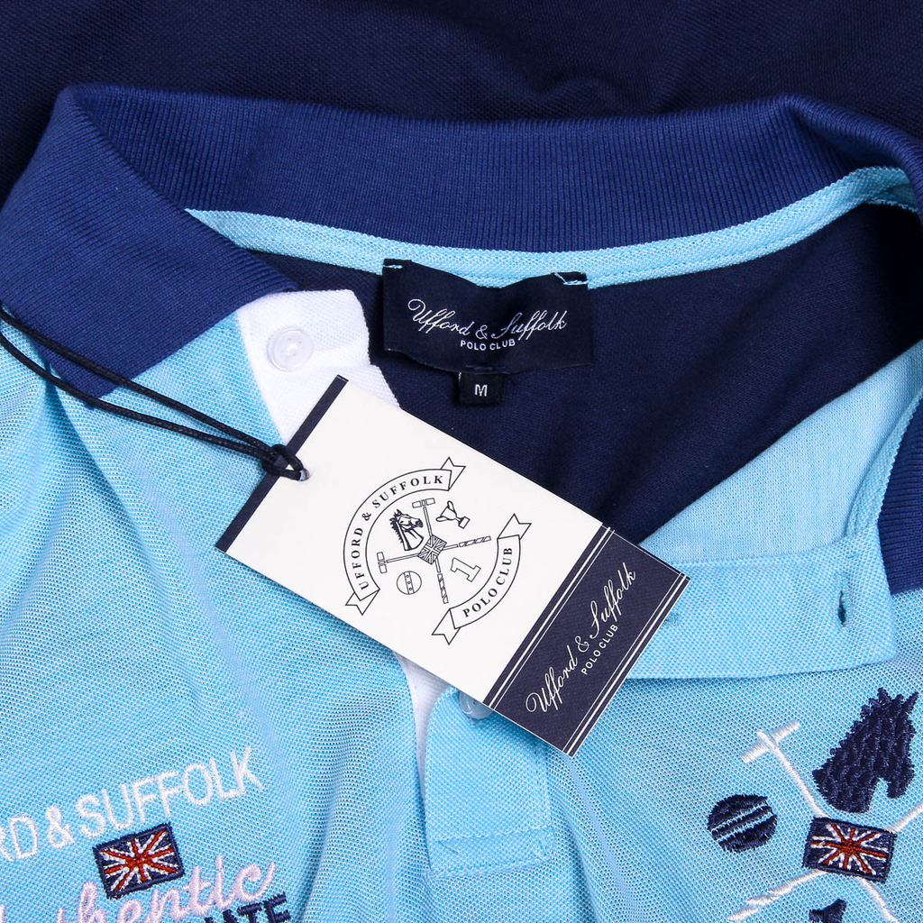 Polo da uomo a maniche corte Ufford & Suffolk Polo Club US009 TURCHESE