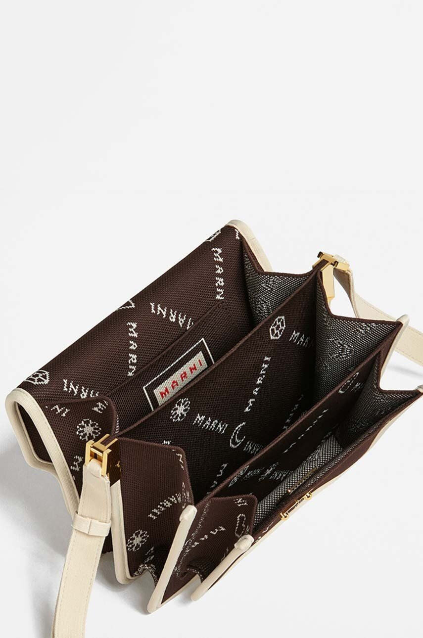 Borsa a tracolla in tessuto Marni Monogram marrone