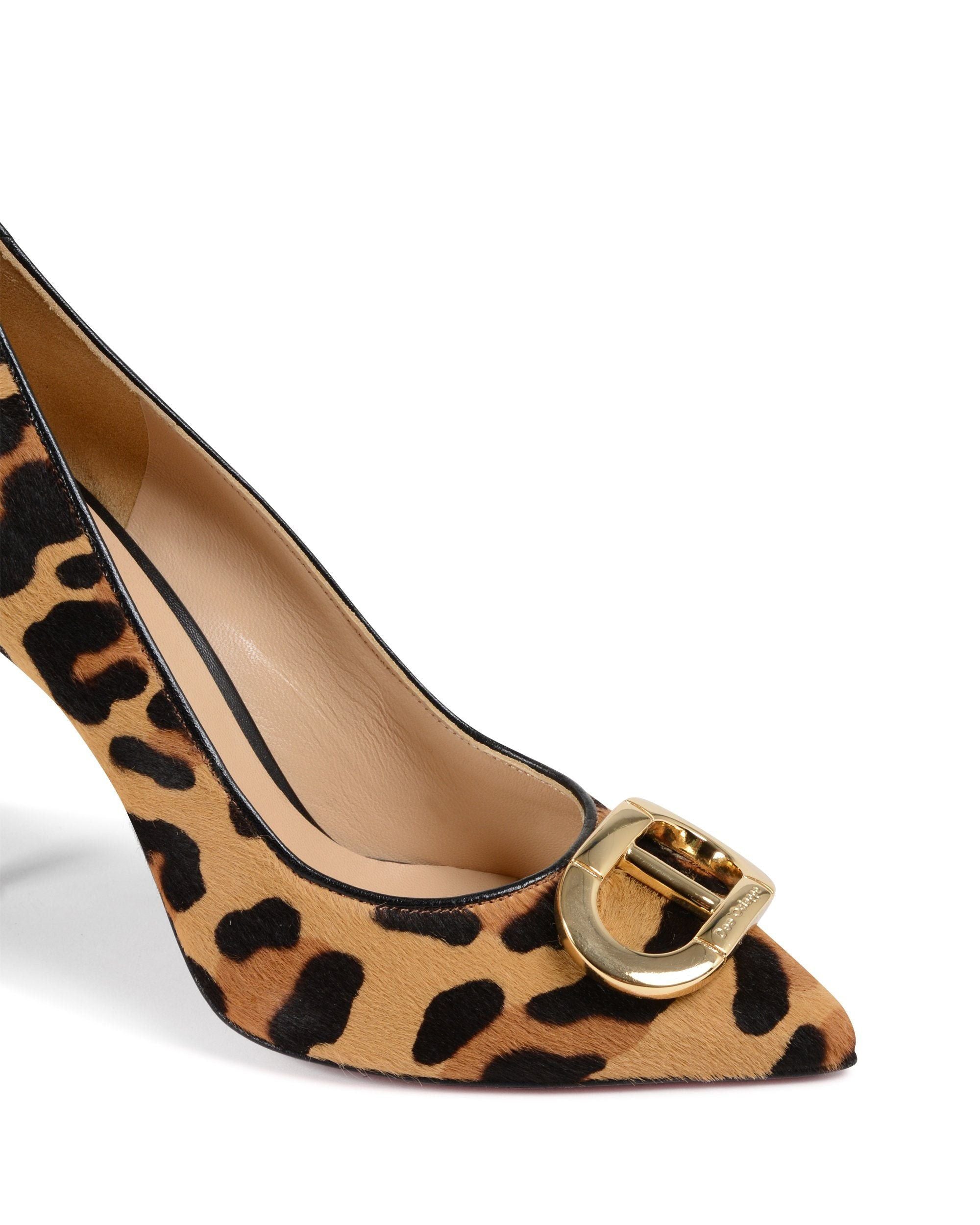 Scarpa con tacco a spillo leopardata con logo Fairy