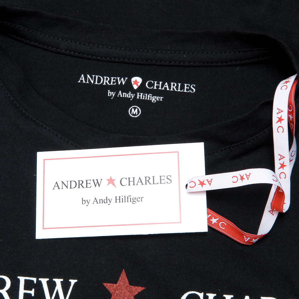 Andrew Charles Maglietta da donna a maniche corte con scollo tondo, nera TARANA