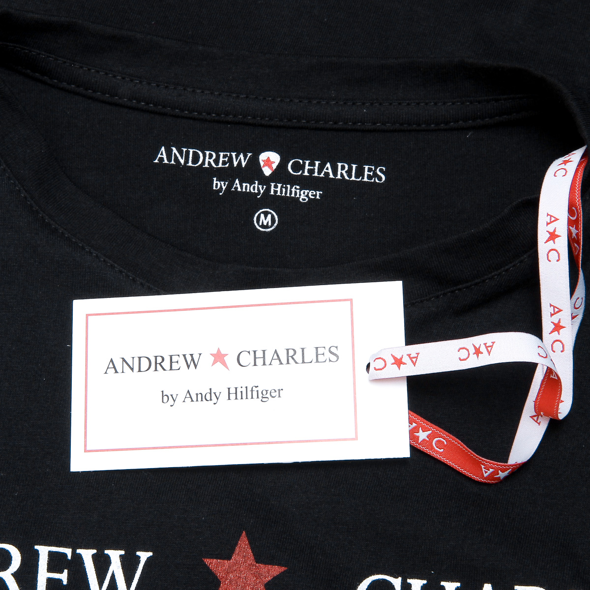 Andrew Charles Maglietta da donna a maniche corte con scollo tondo, nera TARANA