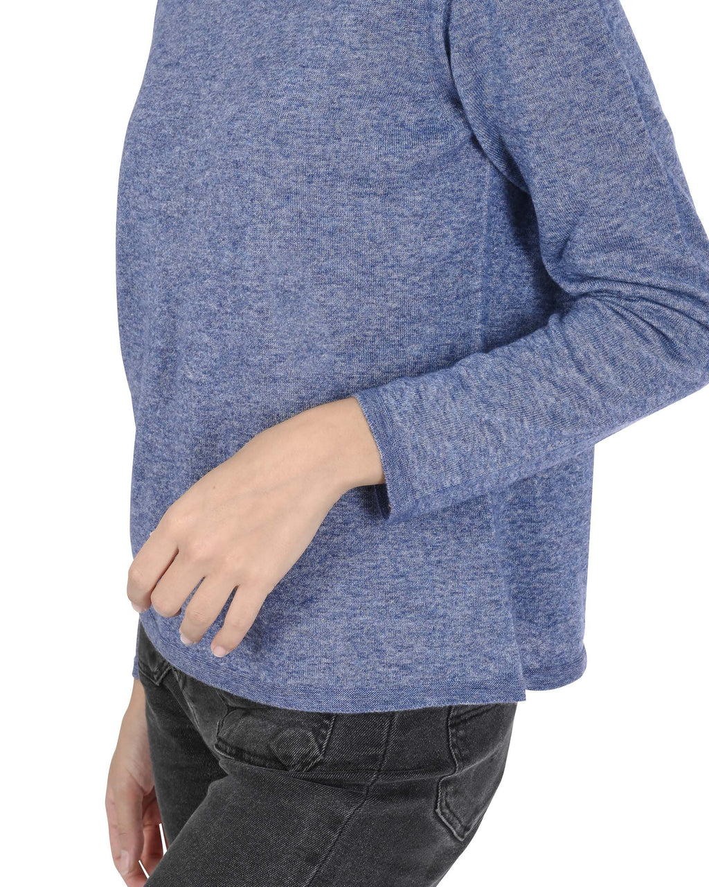 Maglione dolcevita da donna in cashmere Crown of Edinburgh COE 0020 BLU MELANGE