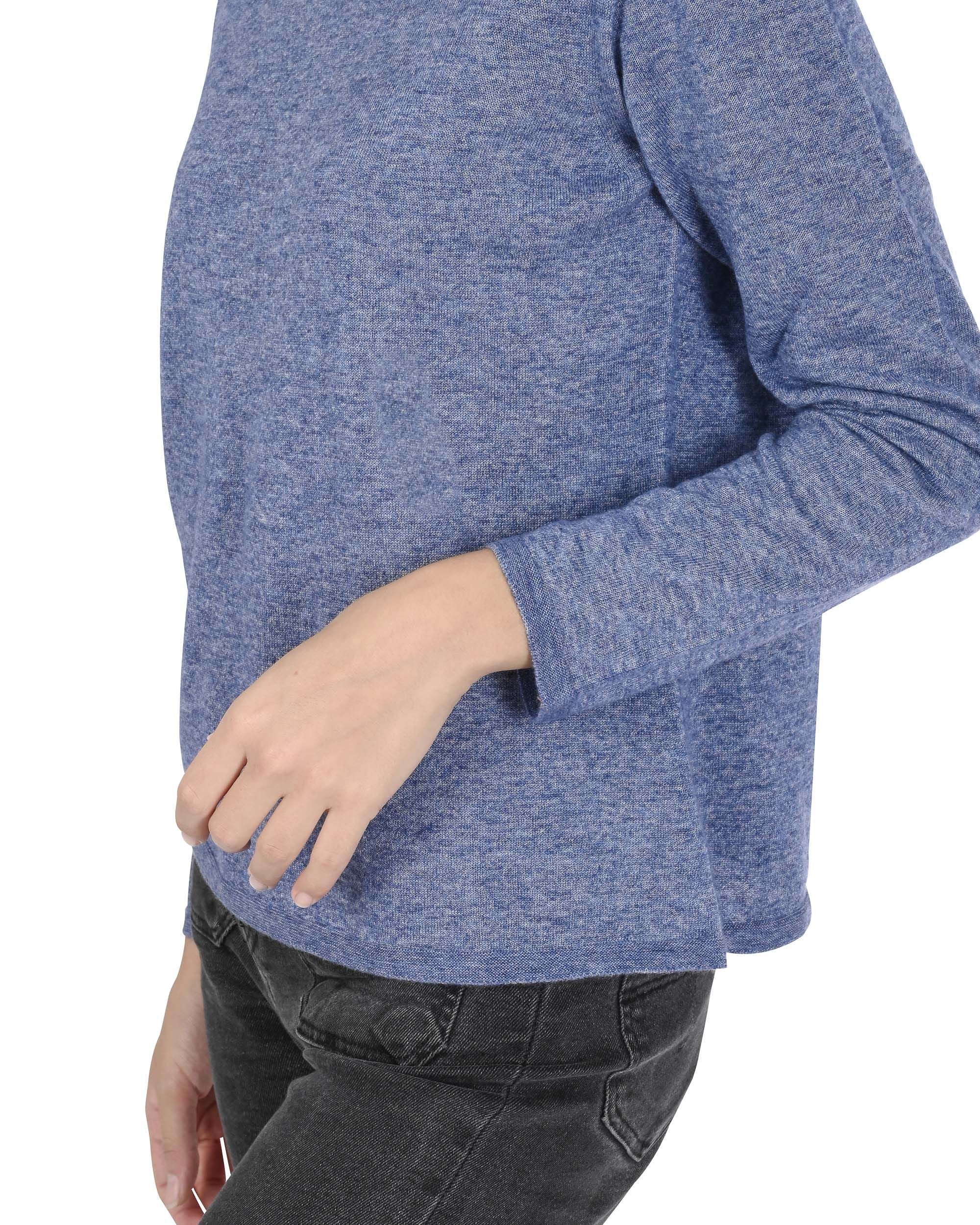 Maglione dolcevita da donna in cashmere Crown of Edinburgh COE 0020 BLU MELANGE