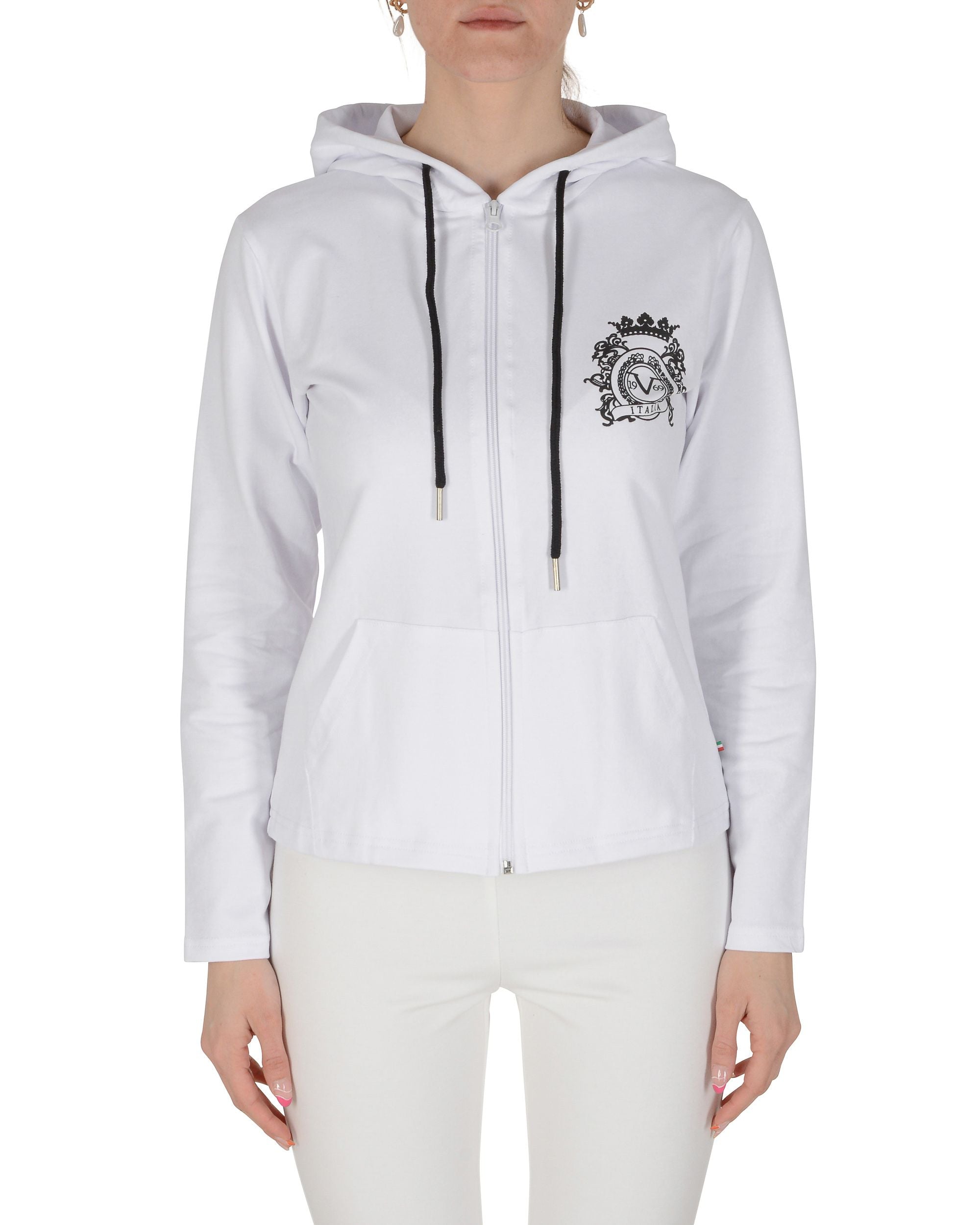19V69 Italia Felpa con cappuccio da donna bianca ELEANA HOODIE WHITE