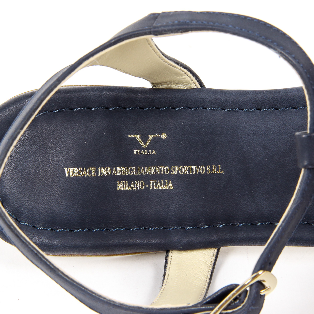 V 1969 Italia Sandalo piatto da donna blu GRAZIA