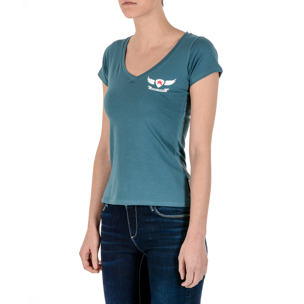 Andrew Charles T-shirt da donna a maniche corte con scollo a V verde TAPIWA