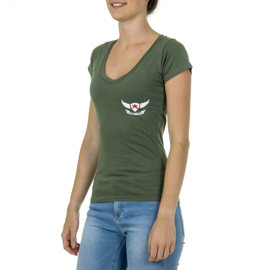Andrew Charles T-shirt da donna a maniche corte con scollo a V verde TAPIWA