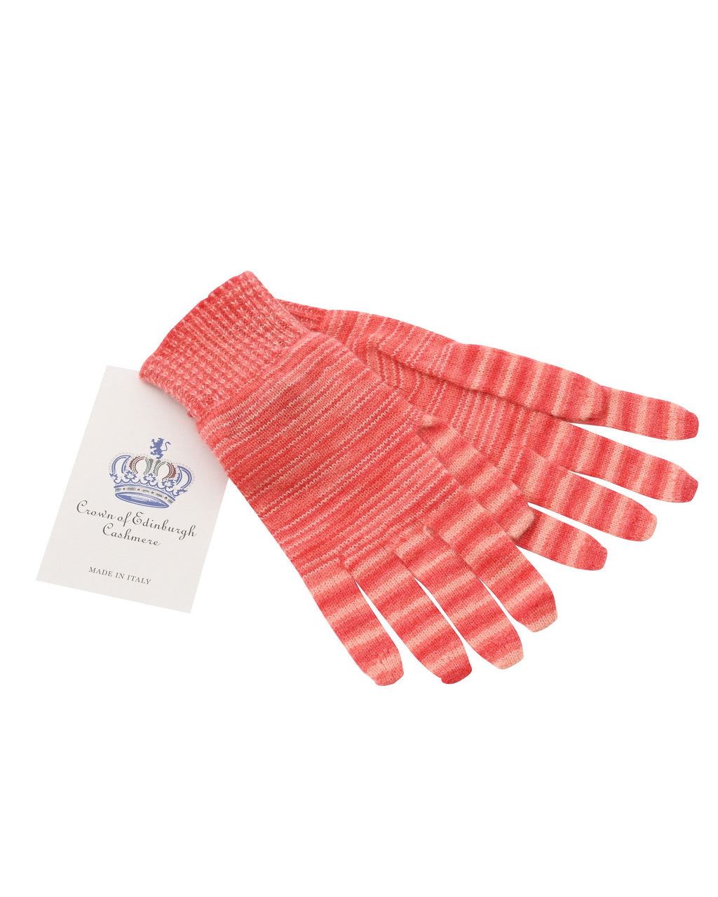 Guanti corti da donna in cashmere Crown of Edinburgh COE 001 ARANCIONE A STRISCE