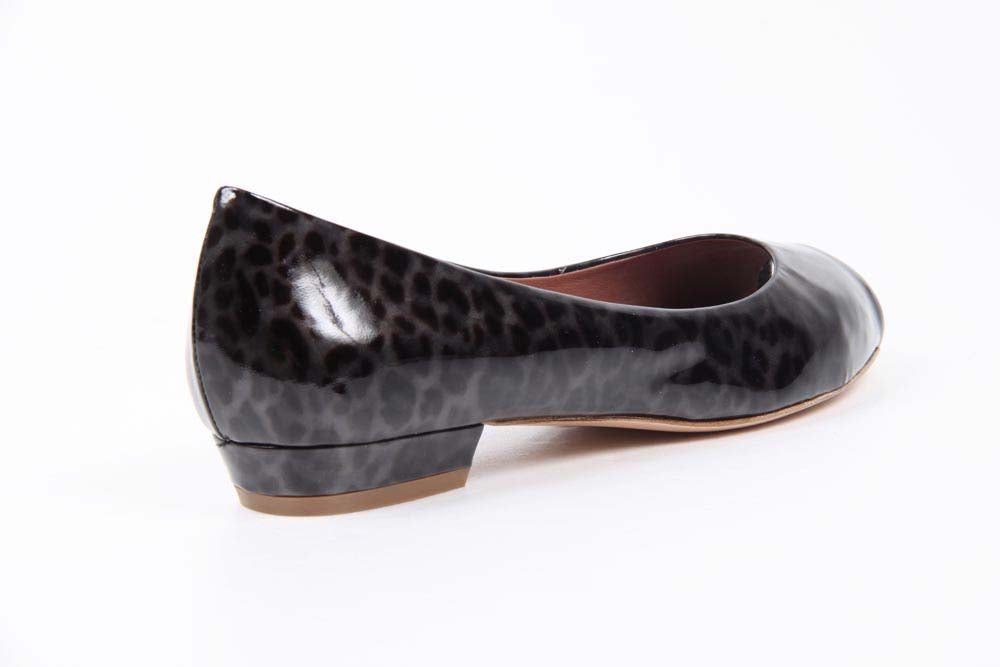 V 1969 Italia Ballerina da donna con tacco e punta aperta 5480-STEFY N PE PELLAME STAMPATO LEOPARD
