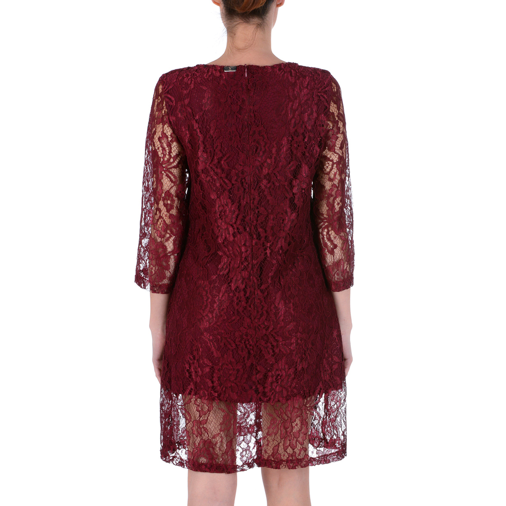V 1969 Italia Abito da donna maniche 3/4 Bordeaux MILENA