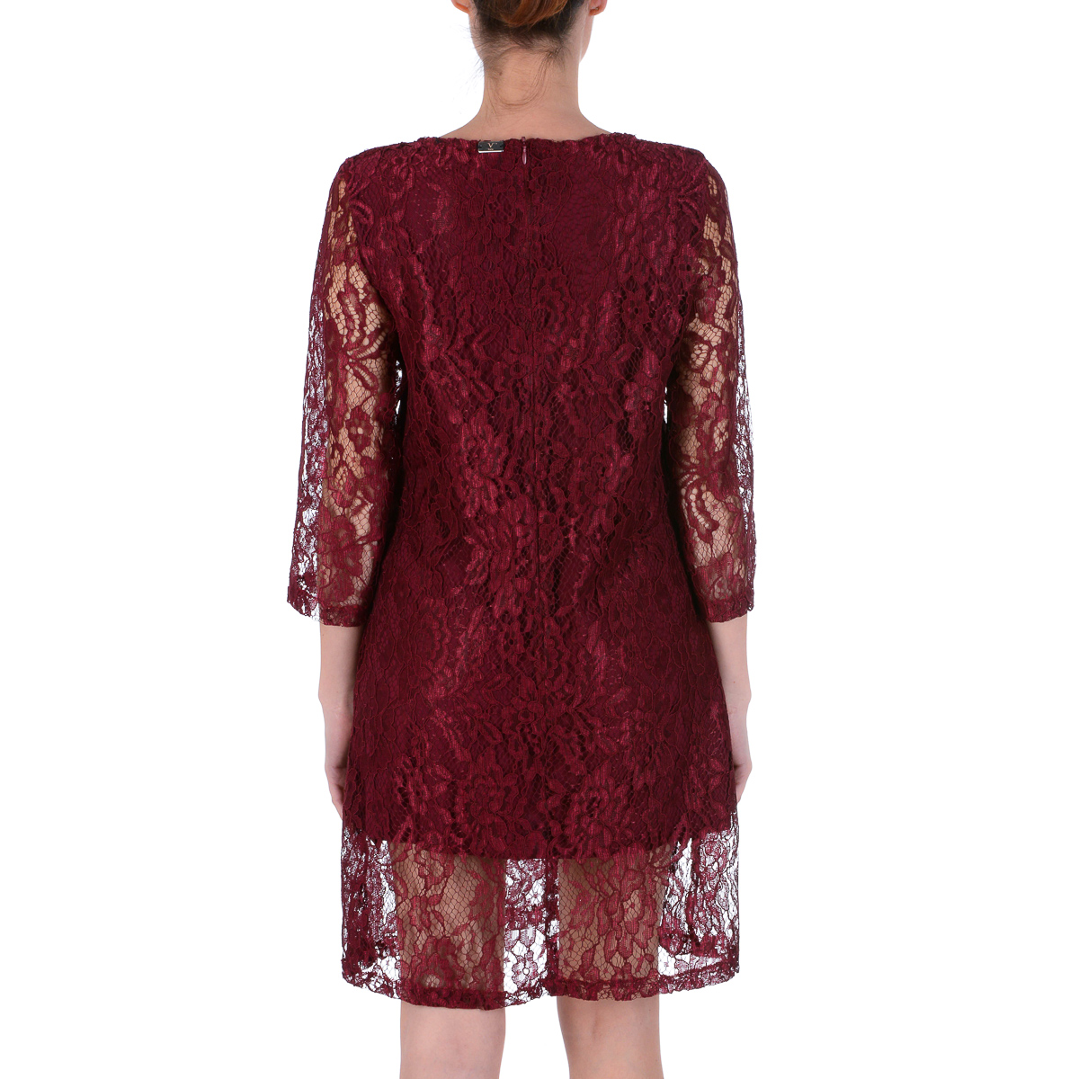 V 1969 Italia Abito da donna maniche 3/4 Bordeaux MILENA